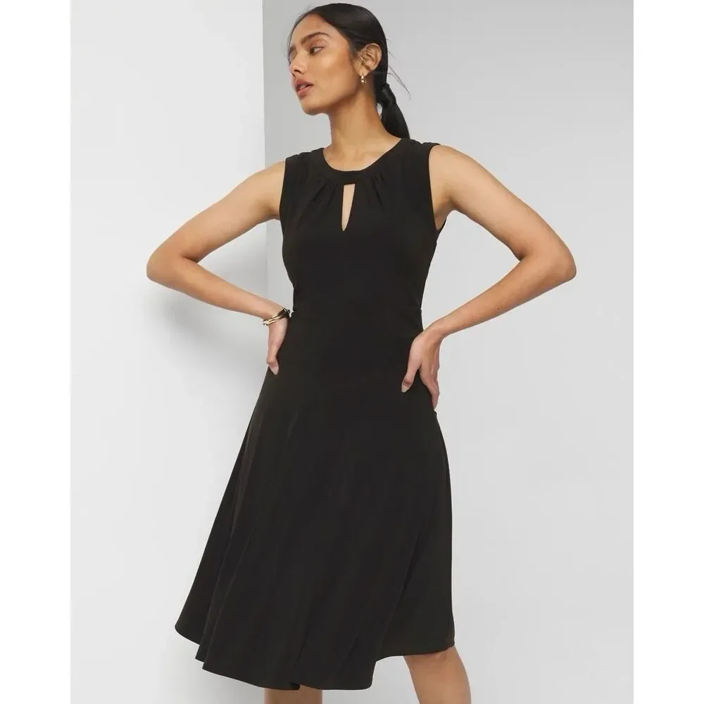 White House Black Market Jersey Knit Keyhole Dress Classic Wedding Office Size 6